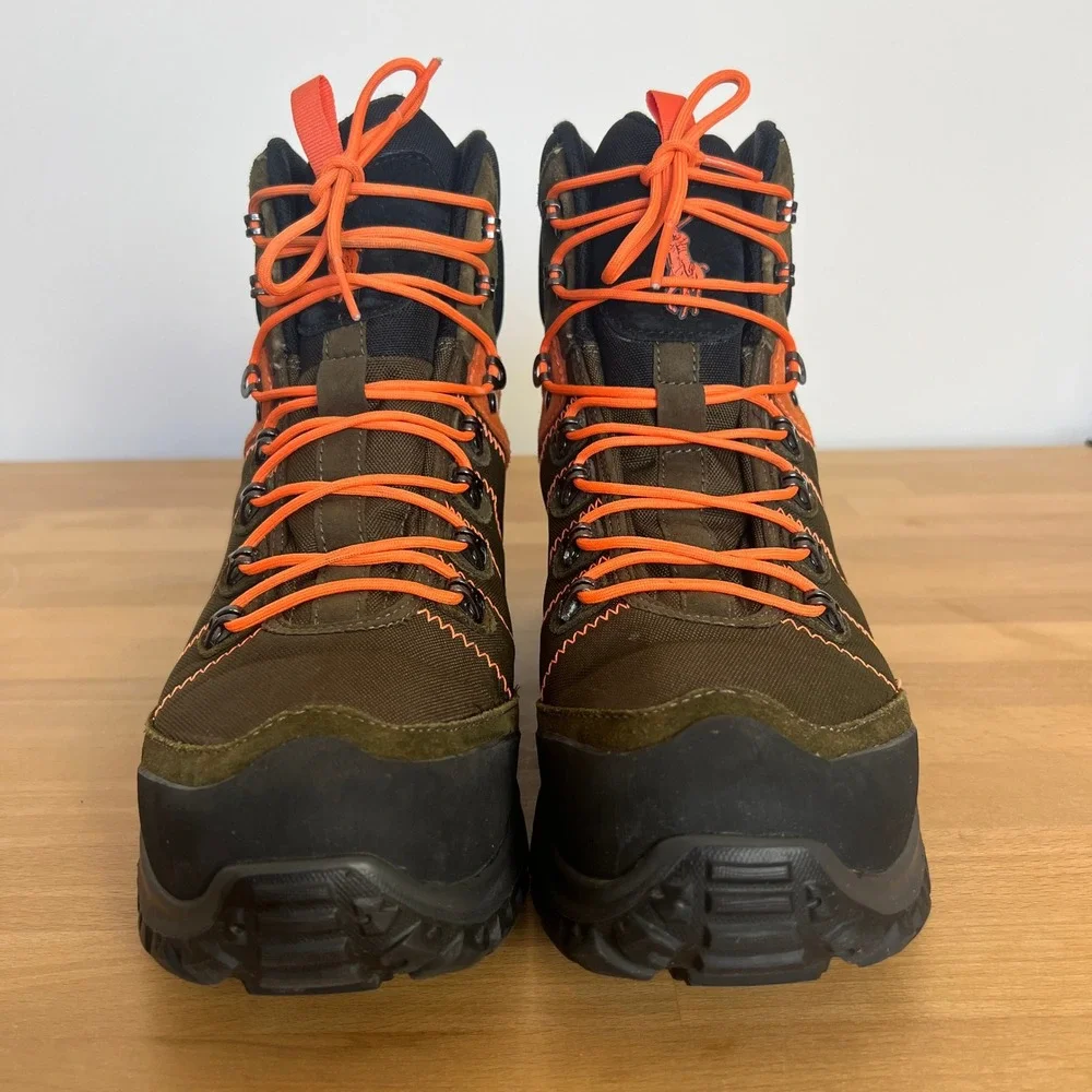 Polo Ralph Lauren Men Mountain Trail Hillingdon Hiking Boots Olive Orange‎ Black